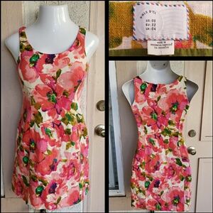 00 women ANTHROPOLOGIE Postmark floral linen dress
